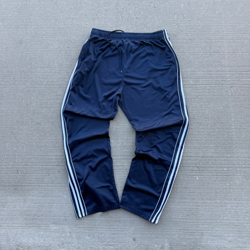 North 15 Mens Navy Blue Track Pants White Side Stripe Ankle Zip Joggers Large